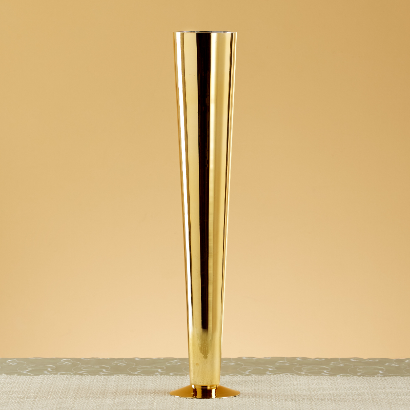 Trumpet Vase in Gold Set of 6 in (24" H) ABC Glassware