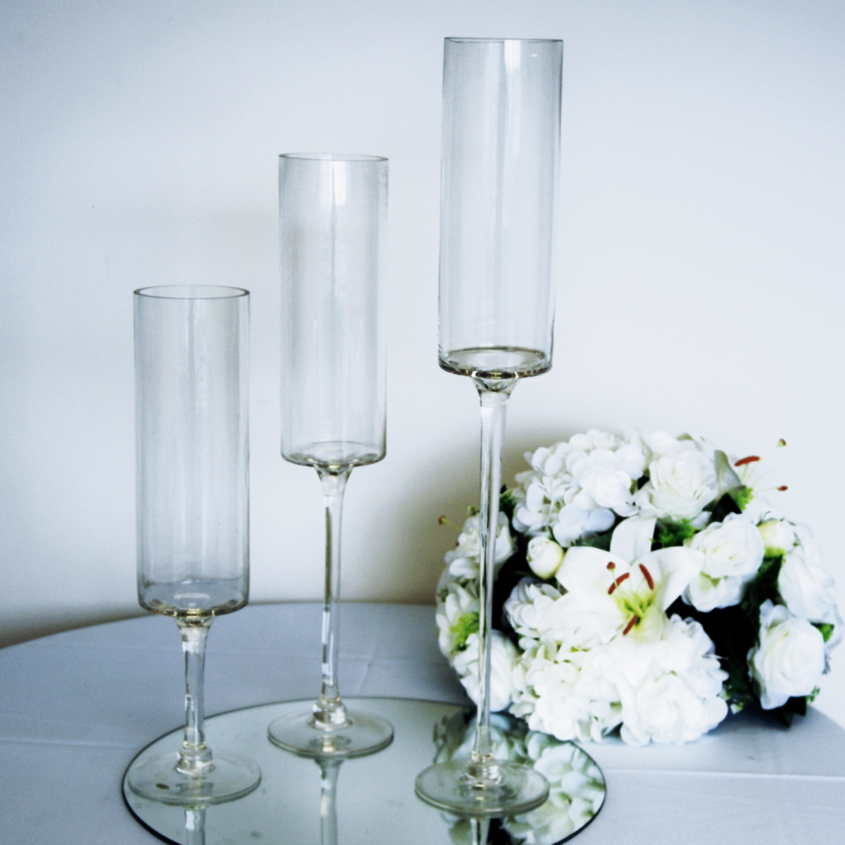 Pedestal Hurricane Candle Holder Set of 3 (16", 20", 24" H) CX0925