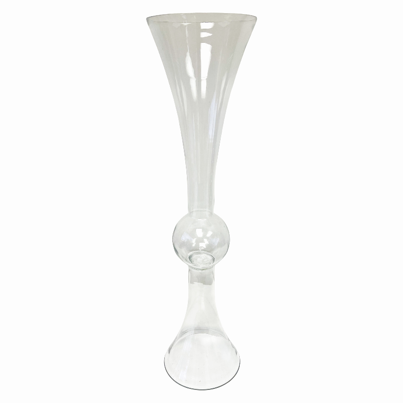 Trumpet Glass Vase in Clear (29.5" H x 7.25" D) Set Of 4
