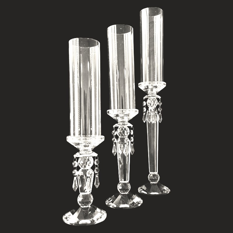 Set of 3 Crystal Candle Holders for Wedding Centerpieces
