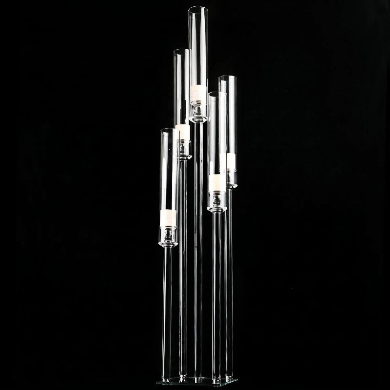 Crystal Hurricane Candelabra Wedding Centerpiece 5 Arm 47 Inch. Free Shipping