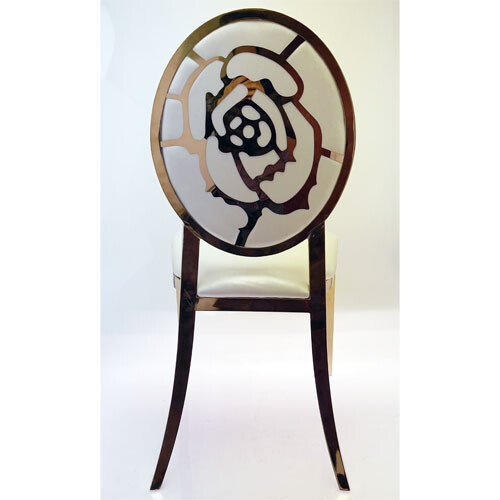 Rose Flower Back Decor Chair in Gold Q2023 GD, Only 9 Available - Image 3