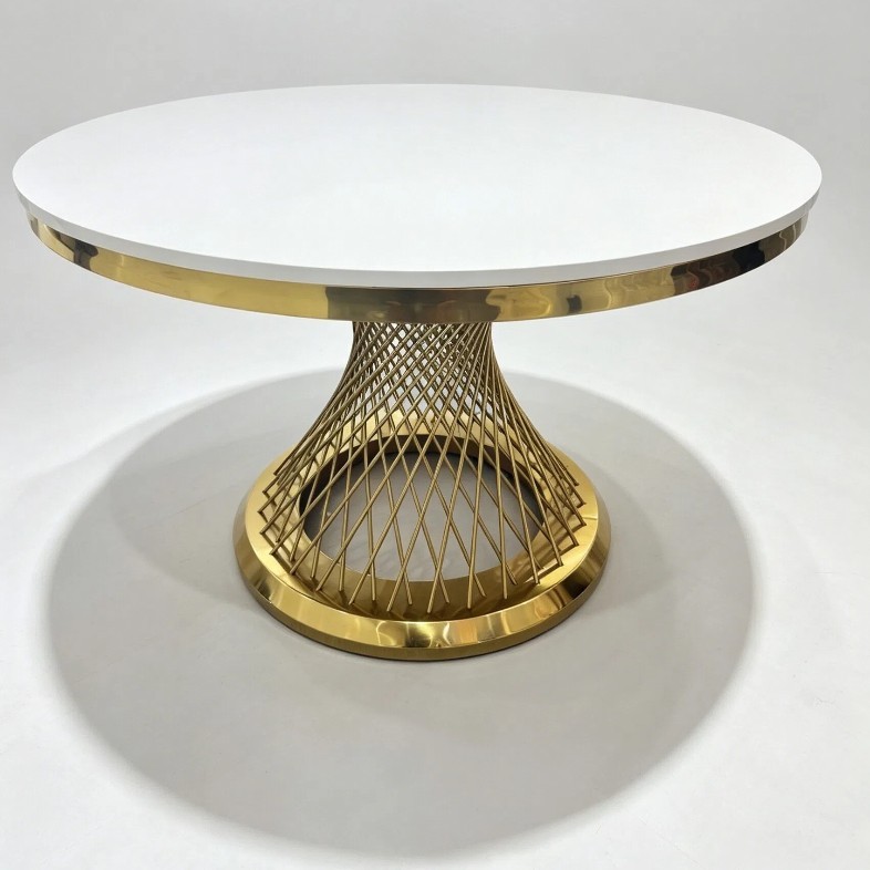 47" D Gold Stainless Steel Round Table, Pick up only. 5 piece left - Image 2