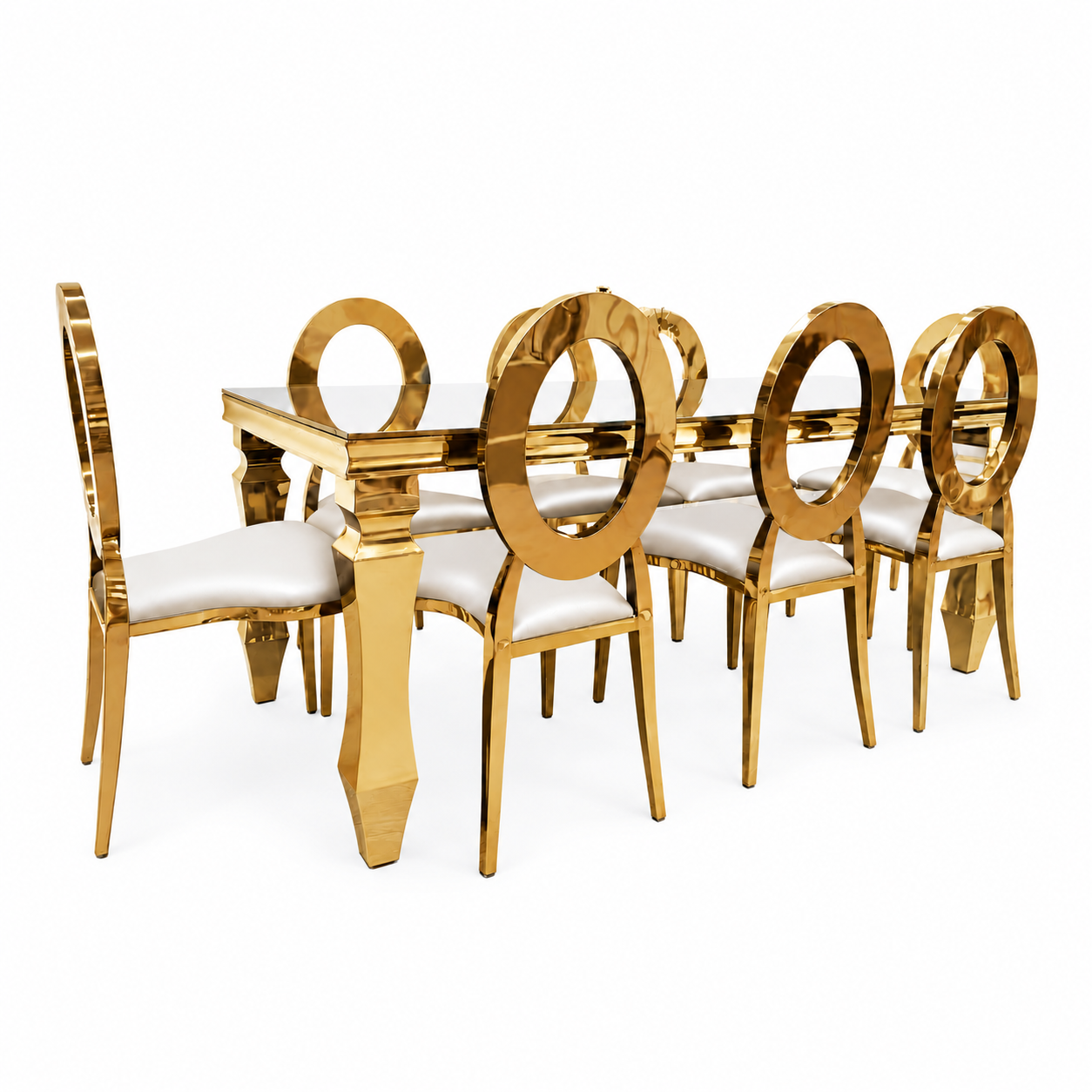 chrome mirrored glass tabletop gold electroplated stainless steel frame