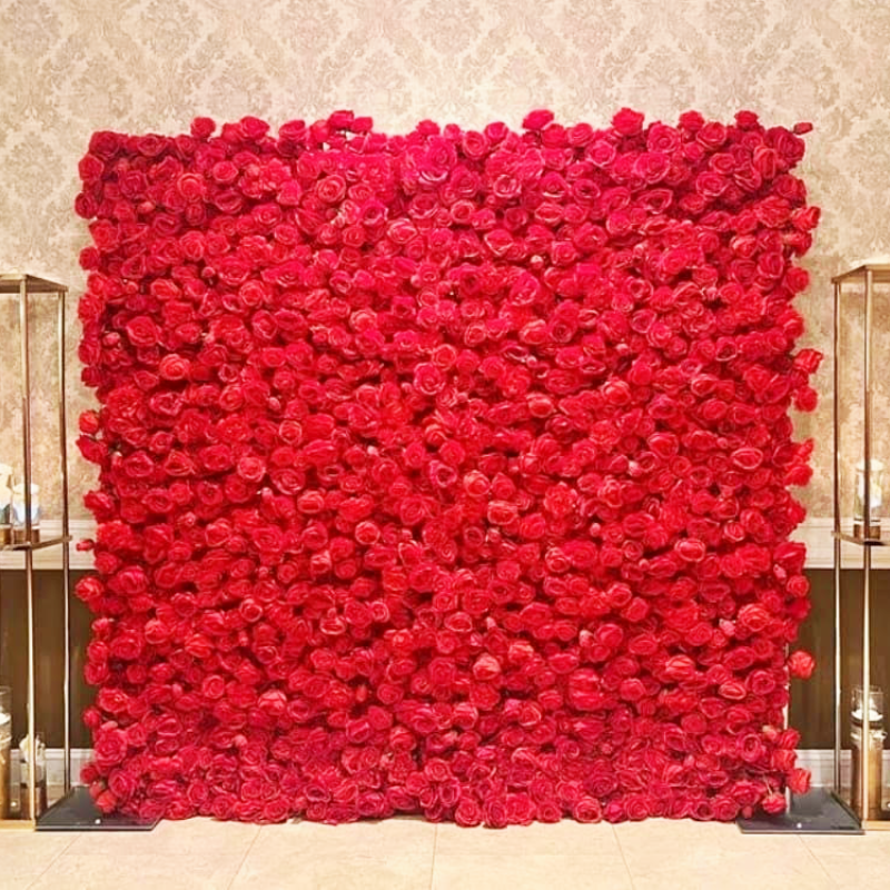 Flower Wall 8'x8' Super Quality Silk Roses & Hydrangeas in Red FF4060 RE Available Aug 10, 2026