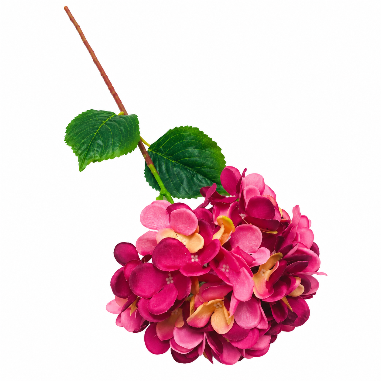 Artificial Silk Hydrangea Stem in Hot Pink – 33" H, 7" Bloom