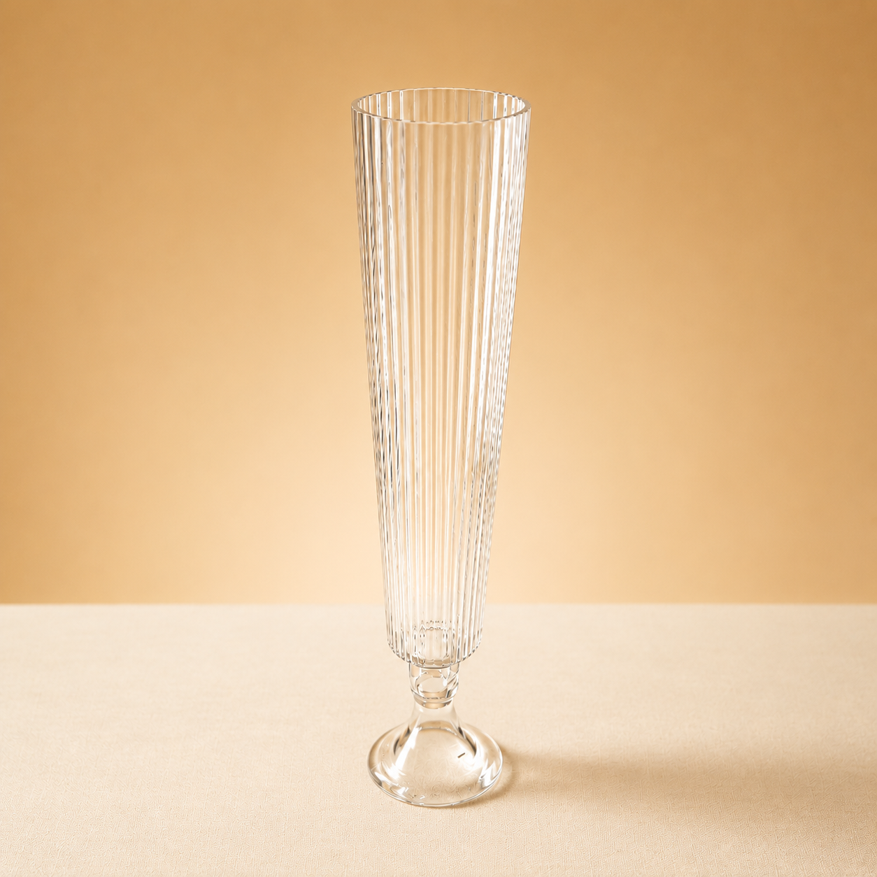 4-Pack 26" Tall Stripe-Cut Clear Glass Trumpet Vases