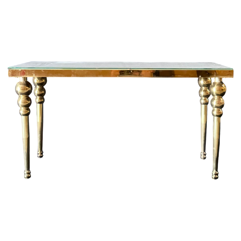 Gold Stainless Steel Sweetheart Table with White Top – 60" Wedding Table