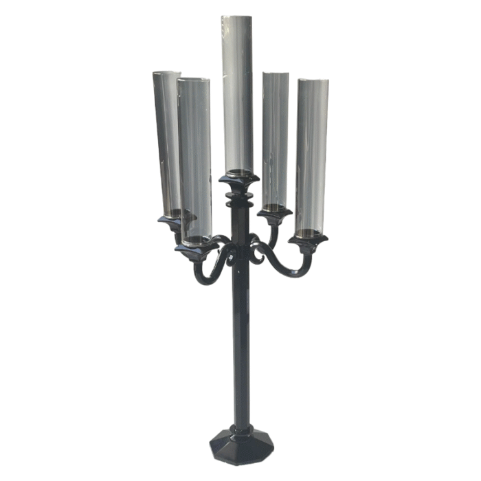 Crystal Candelabra Hurricane in Black