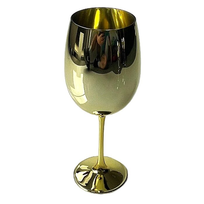 Glass Wine Glasses in Gold Set of 6 - Image 3
