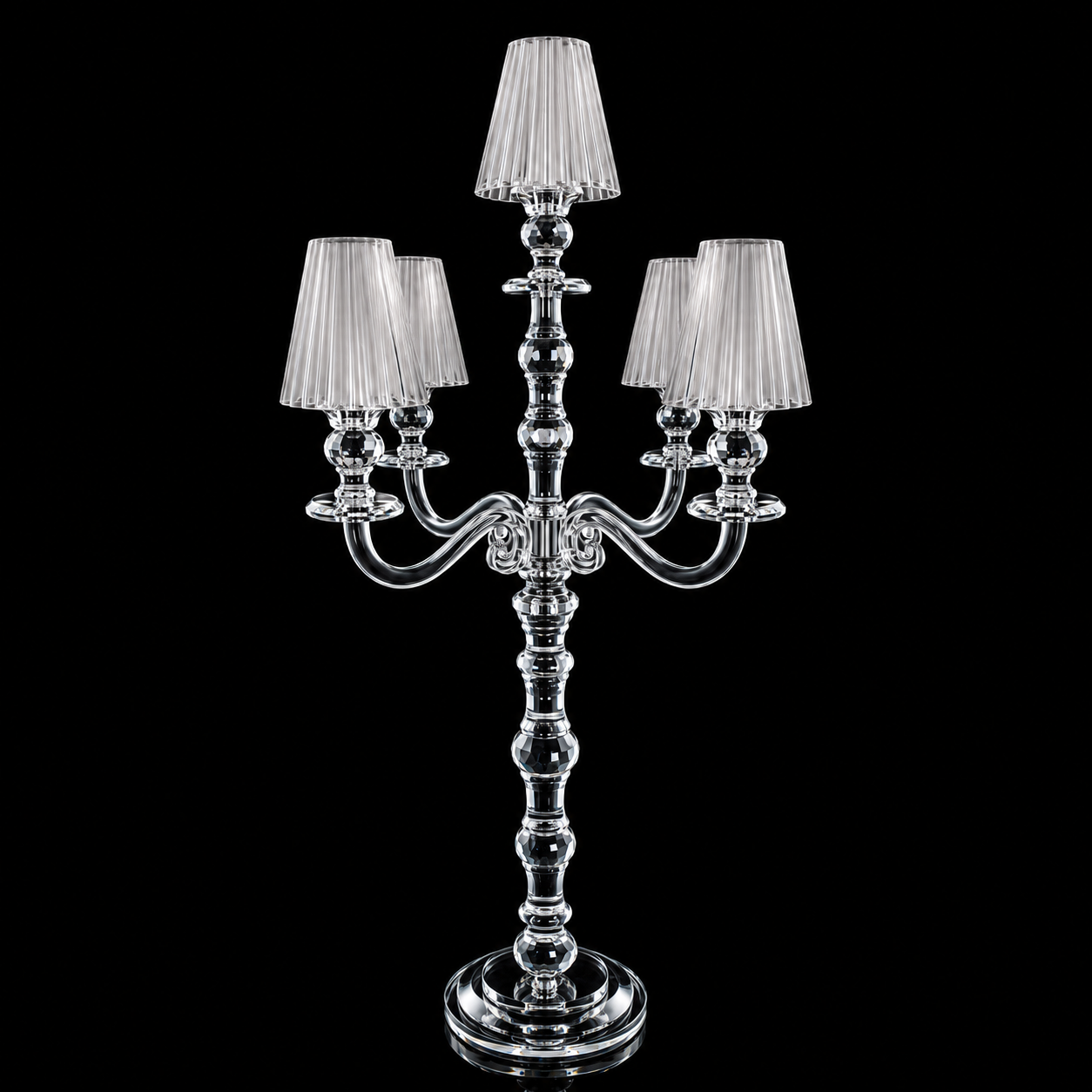 5-Arm K9 Crystal Candelabra with Acrylic Hurricane Shades - Image 2