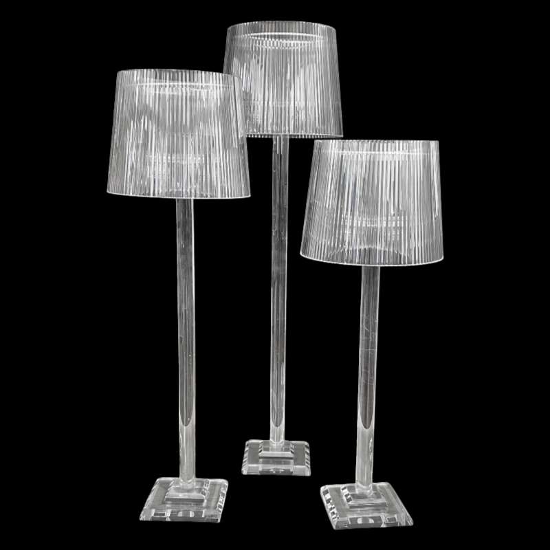 Modern Crystal Candle Holder with Acrylic Lampshade S/3 Estimated Available by 8/10/2026