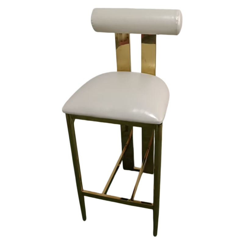 Gold Stainless Steel Bar Stool with White Cushion Preorder only