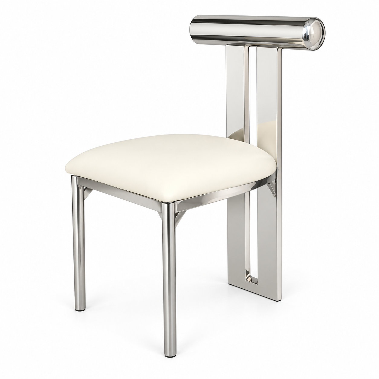 Modern T-Back Stainless Steel Dining Chair
