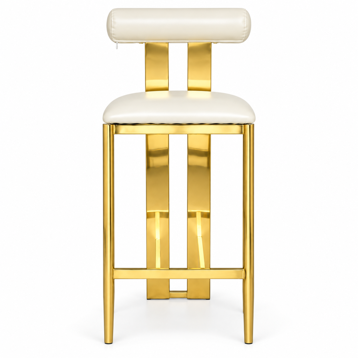 Gold Stainless Steel Bar Stool with White Cushion Preorder only - Image 2