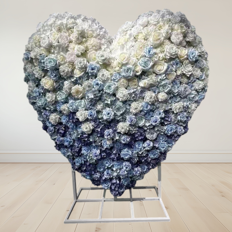 Giant Red Rose Heart Backdrop in Blue with 2 Side Pieces Available Aug 10, 2026