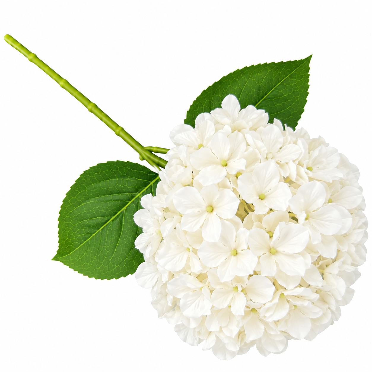 Artificial Silk Hydrangea Stem in Ivory White – 33″ H, 7″ Bloom