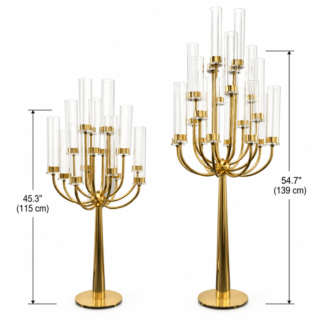45” H 16-Branch Gold Candelabra Centerpiece with Glass Shads Estmated Available Nov 1, 2026 - Image 3